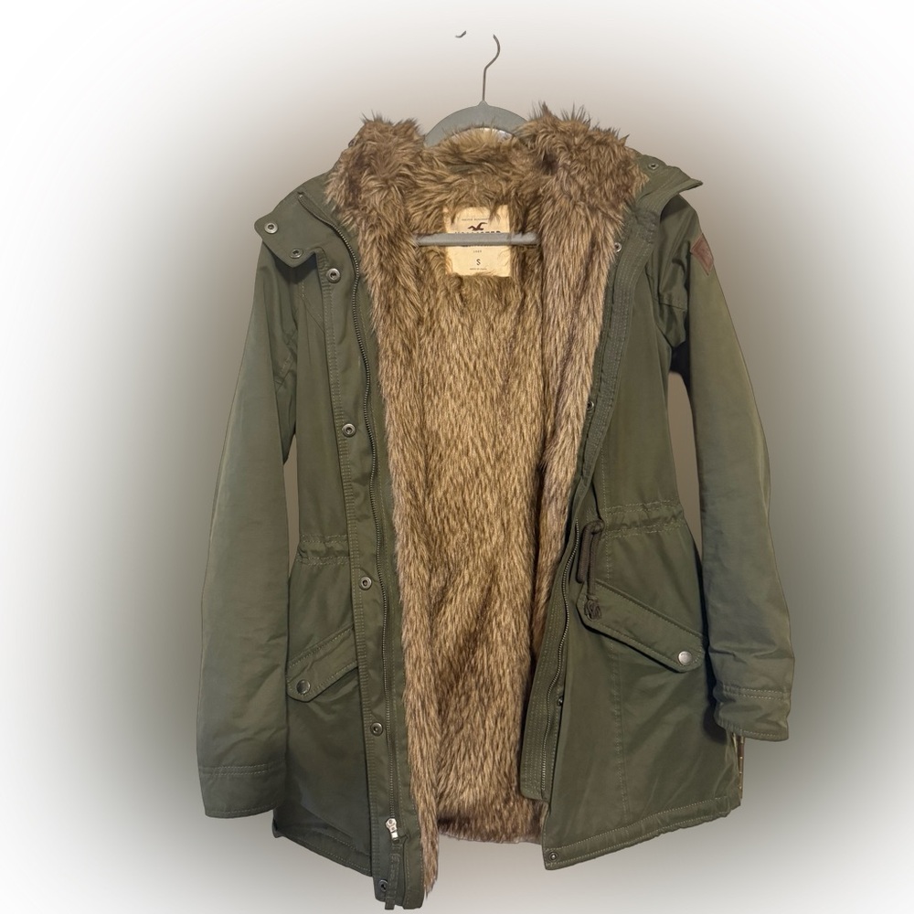 Hollister Green Utility Jacket with Sherpa Lining